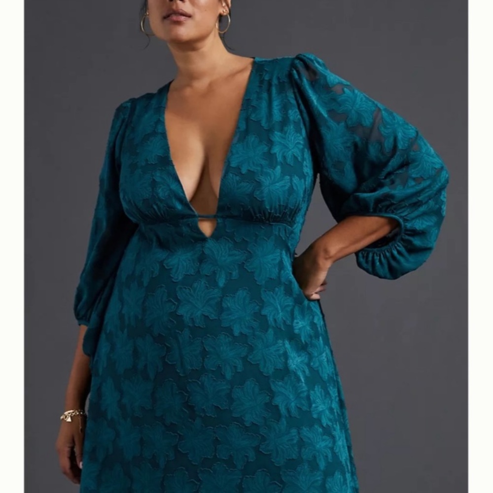 NWT ANTHROPOLOGIE Jacquard Tunic Dress Turquoise 20